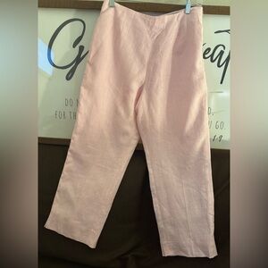 Women’s Straight Leg Linen Pants - Pale Pink